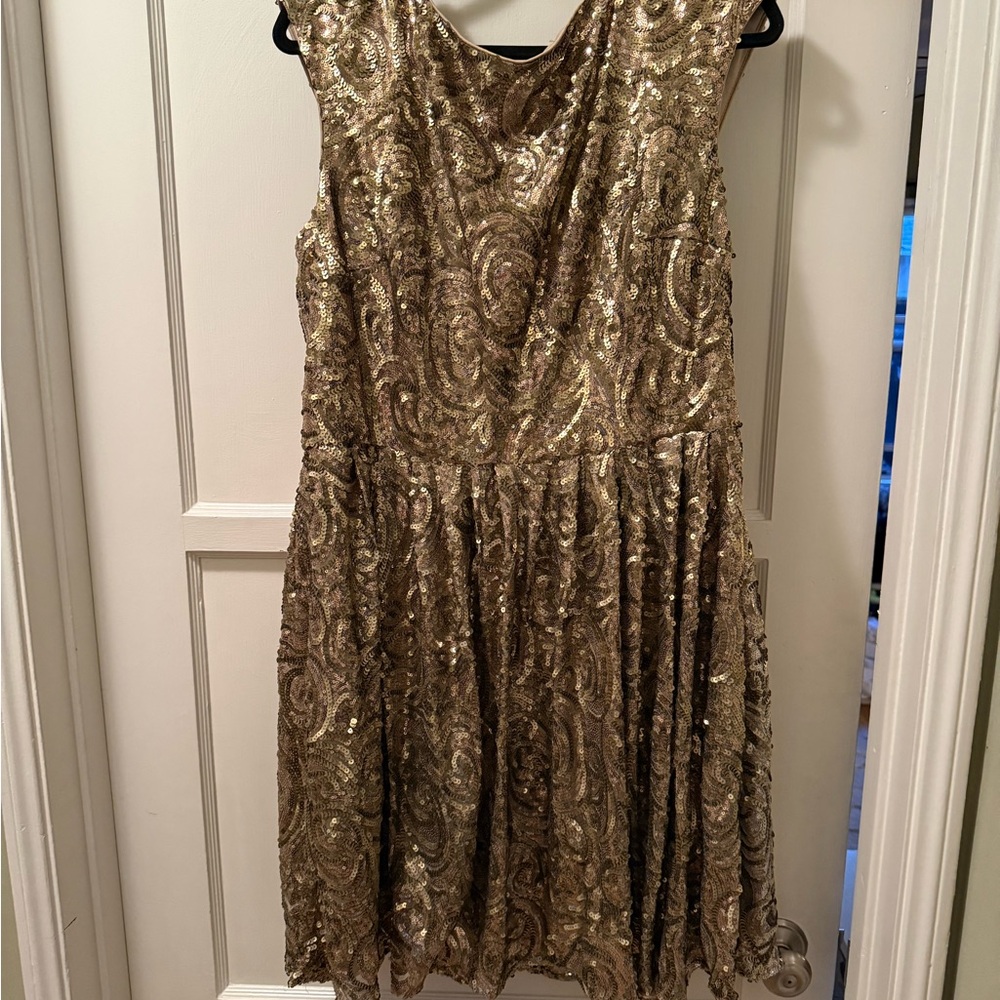 Badgley Mischka Gold Sequin Mini Dress